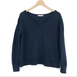 EVERLANE The Soft Cotton V-Neck Sweater Navy S